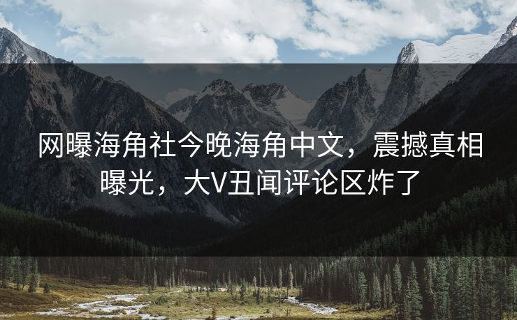 网曝海角社今晚海角中文，震撼真相曝光，大V丑闻评论区炸了