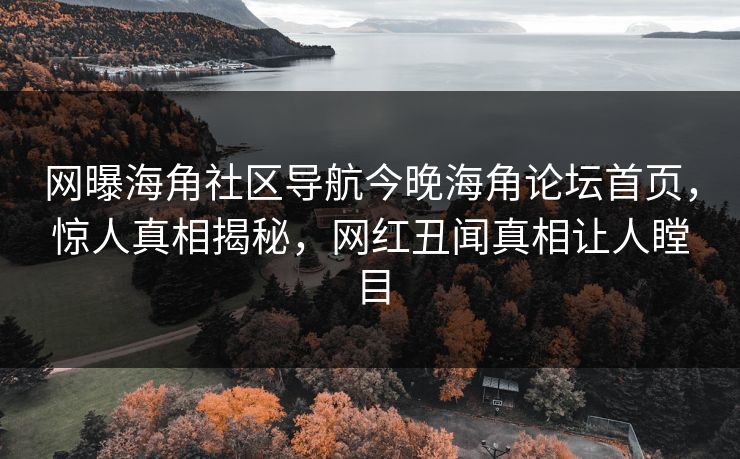 网曝海角社区导航今晚海角论坛首页，惊人真相揭秘，网红丑闻真相让人瞠目
