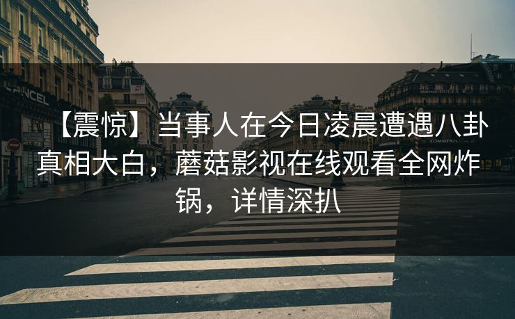 【震惊】当事人在今日凌晨遭遇八卦真相大白,蘑菇影视在线观看全网炸锅,详情深扒