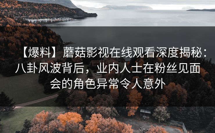 【爆料】蘑菇影视在线观看深度揭秘：八卦风波背后，业内人士在粉丝见面会的角色异常令人意外