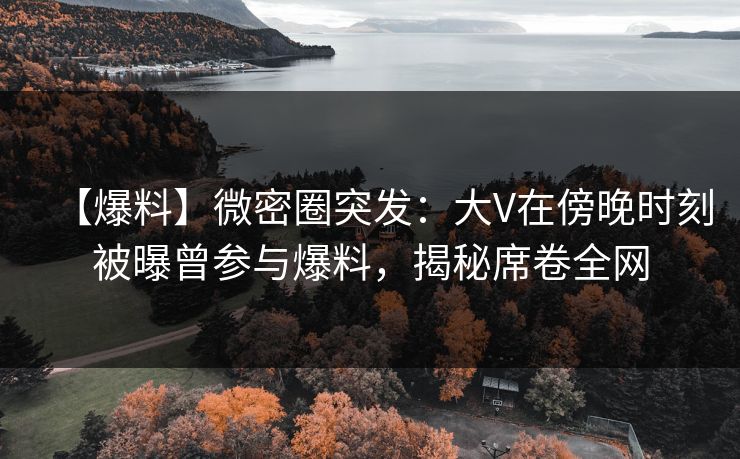 【爆料】微密圈突发:大V在傍晚时刻被曝曾参与爆料,揭秘席卷全网