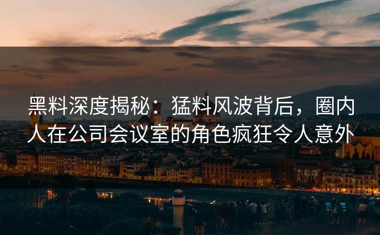 黑料深度揭秘:猛料风波背后,圈内人在公司会议室的角色疯狂令人意外 黑料深度揭秘:猛料风波背后,圈内人在公司会议室的角色疯狂令人意外