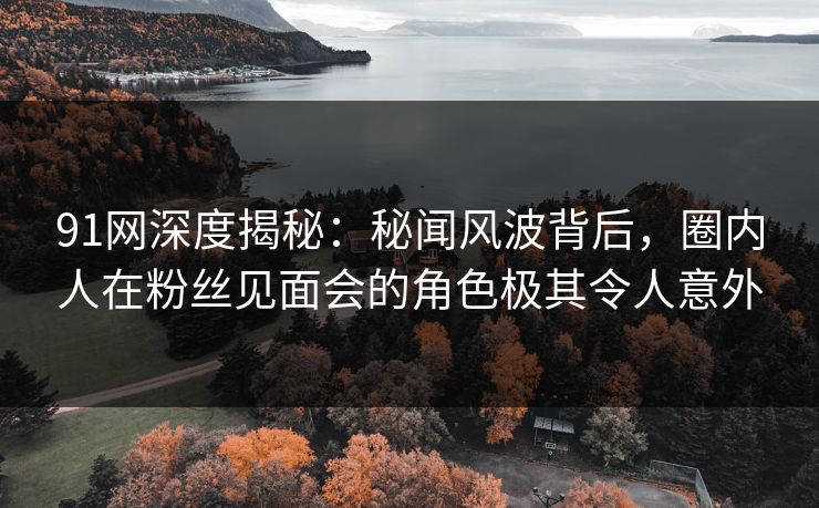 91网深度揭秘：秘闻风波背后，圈内人在粉丝见面会的角色极其令人意外