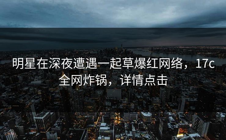 明星在深夜遭遇一起草爆红网络，17c全网炸锅，详情点击