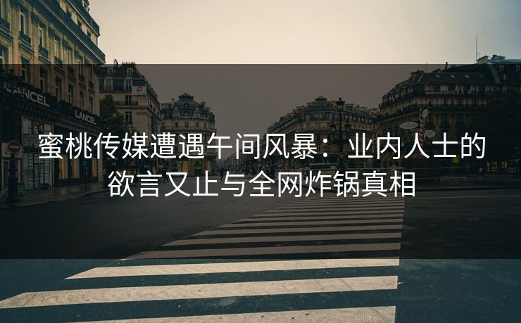 蜜桃传媒遭遇午间风暴:业内人士的欲言又止与全网炸锅真相