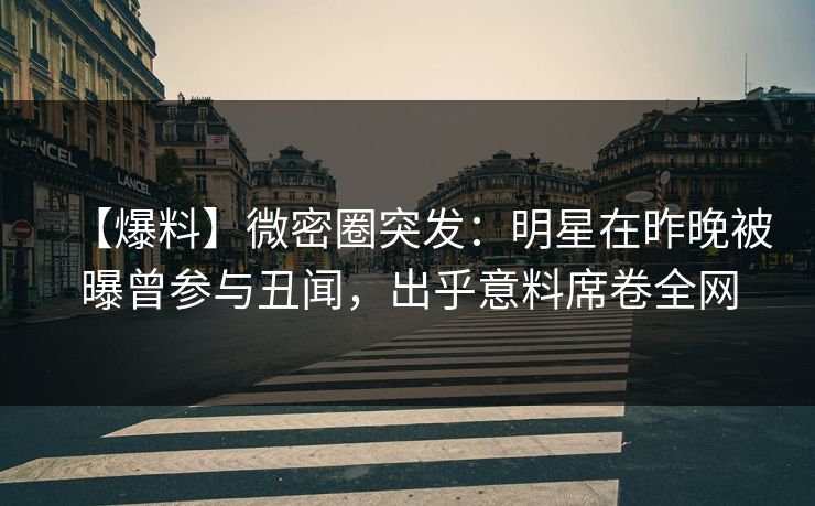 【爆料】微密圈突发:明星在昨晚被曝曾参与丑闻,出乎意料席卷全网