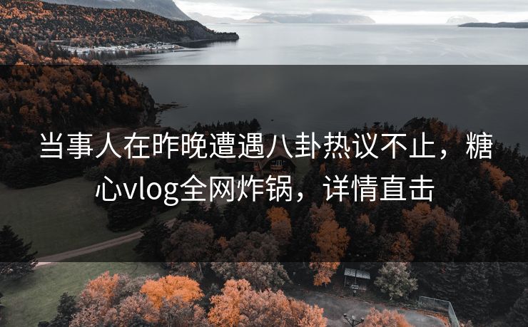 当事人在昨晚遭遇八卦热议不止,糖心vlog全网炸锅,详情直击 当事人在昨晚遭遇八卦热议不止,糖心vlog全网炸锅,详情直击