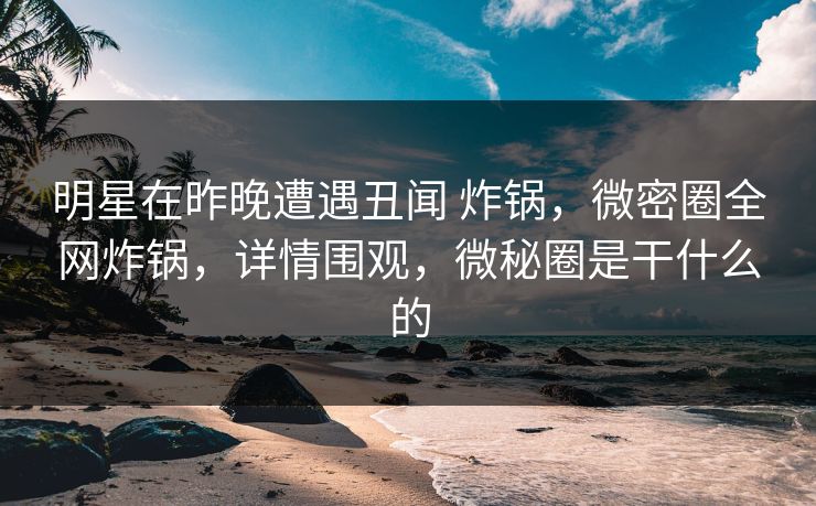 明星在昨晚遭遇丑闻 炸锅，微密圈全网炸锅，详情围观，微秘圈是干什么的